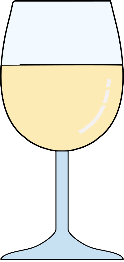Glass of white wine half full clipart
