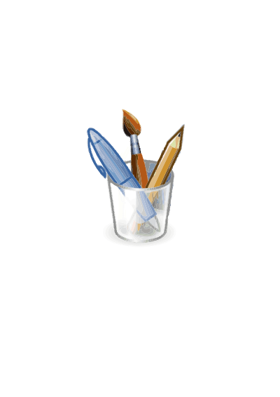 Glass with brush and pencil clipart