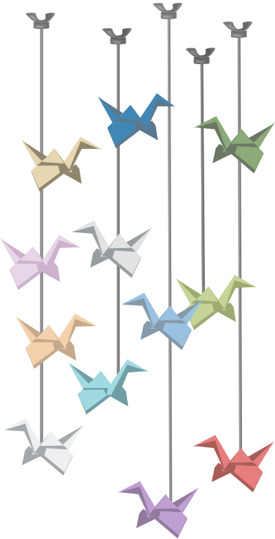 Glitch Hanging Origami Cranes clipart