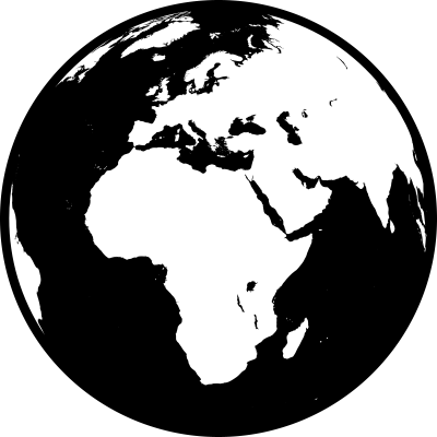 Globe showing Africa, Asia and Europe in black and white (detailed) clipart