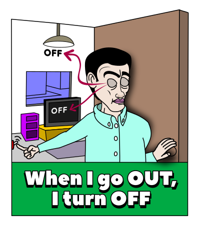 go OUT -> turn OFF clipart