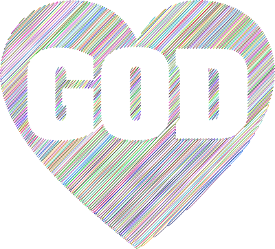 God Heart Scribble Typography Colorful clipart
