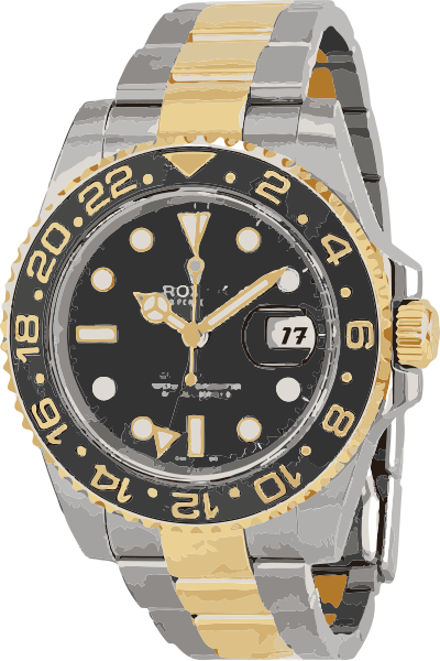 Gold and silver swiss watch - horlogerie clipart