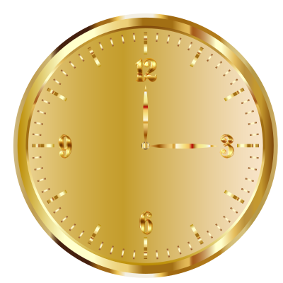 Gold Clock Enhanced With Drop Shadow clipart