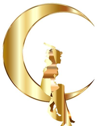 Gold Fairy Sitting On Crescent Moon No Background clipart