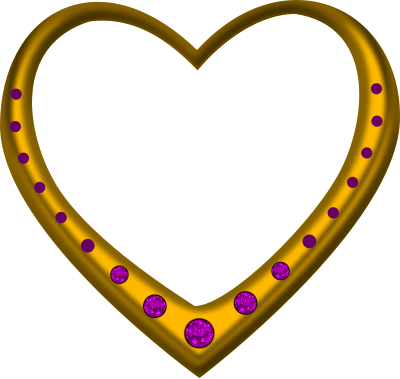 Gold heart studded with amethysts clipart