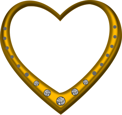 Gold heart studded with diamonds clipart