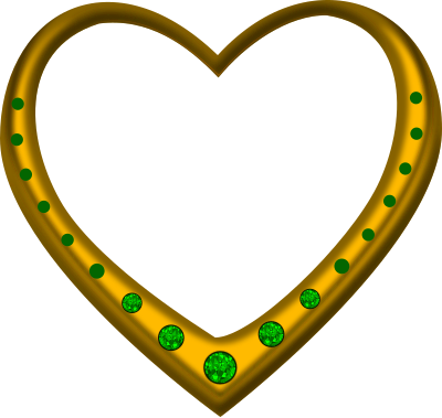 Gold heart studded with emeralds clipart