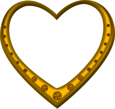 Gold heart studded with tourmalines clipart