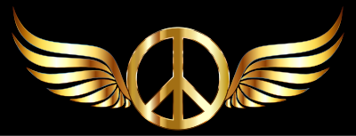 Gold Peace Sign Wings clipart