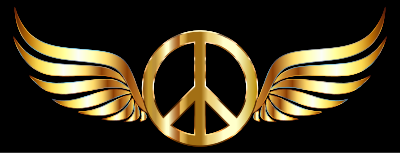 Gold Peace Sign Wings Enhanced 2 clipart