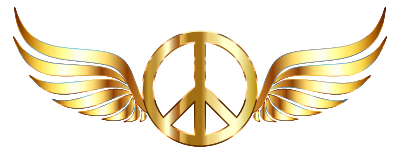 Gold Peace Sign Wings Enhanced 2 No Background clipart