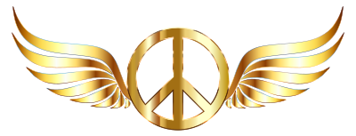 Gold Peace Sign Wings Enhanced Contrast No Background clipart