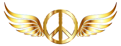 Gold Peace Sign Wings Enhanced No Background clipart