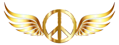 Gold Peace Sign Wings No Background clipart