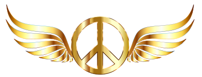 Gold Peace Sign Wings With Drop Shadow clipart