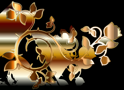 Gold Roses And Vines Silhouette Enhanced clipart