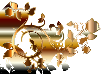 Gold Roses And Vines Silhouette Enhanced No Background clipart