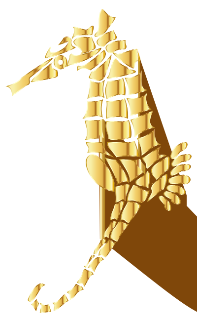 Gold Stylized Seahorse Silhouette No Background clipart
