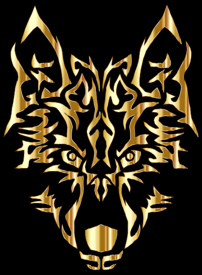 Gold Symmetric Tribal Wolf clipart