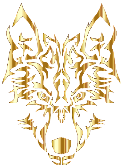 Gold Symmetric Tribal Wolf No Background clipart