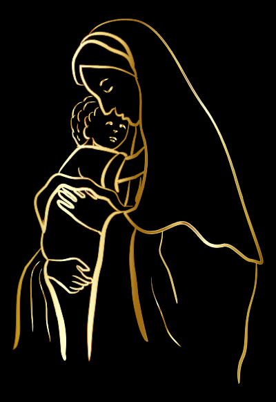 Gold Virgin Mary And Baby Jesus clipart