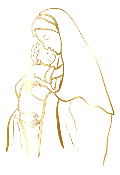 Gold Virgin Mary And Baby Jesus No Background clipart