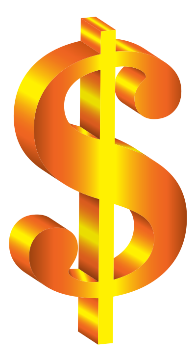 Golden 3D Dollar Sign clipart