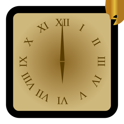 Golden clock. squared clipart