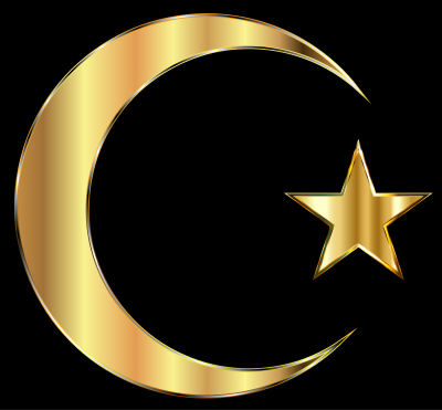 Golden Crescent Moon And Star Enhanced clipart