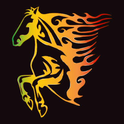 Golden Flame Horse 10 clipart