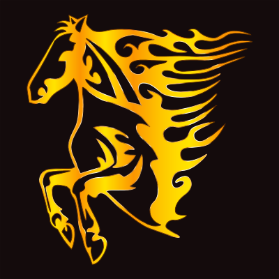 Golden Flame Horse 11 clipart