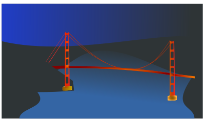 Golden Gate bridge by night clipart