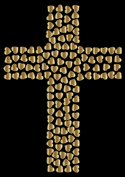 Golden Hearts Cross clipart