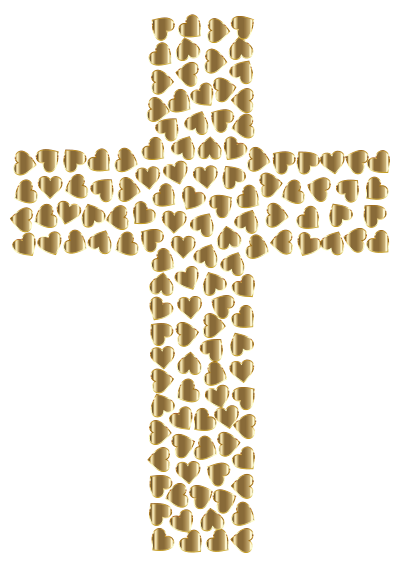 Golden Hearts Cross No Background clipart