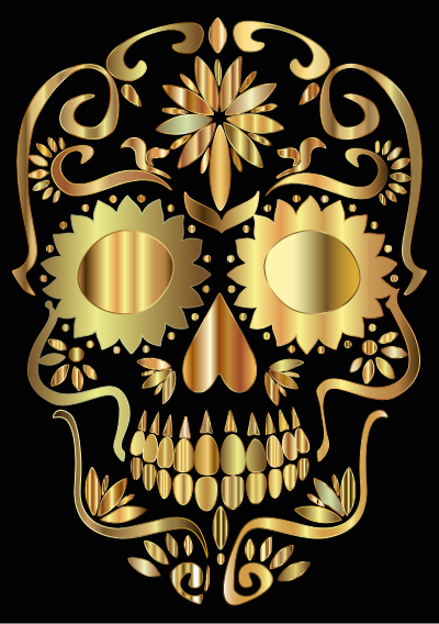 Golden Sugar Skull Silhouette clipart