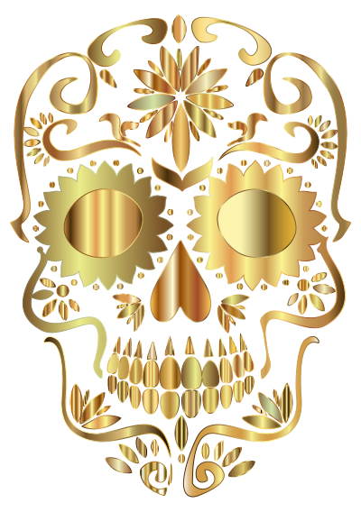 Golden Sugar Skull Silhouette No Background clipart