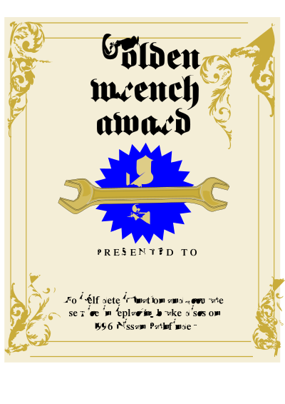 Golden Wrench Award clipart