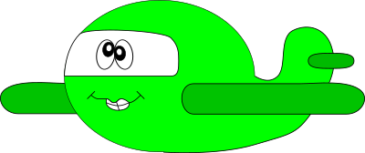 Goofy green airplane clipart