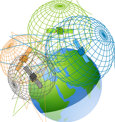 GPS satellites - trilateration clipart