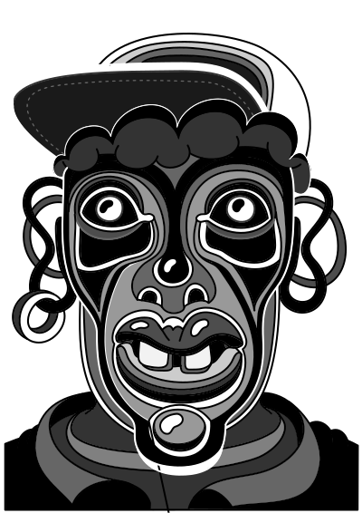GRAFIK CAP FACE - B/W remix clipart