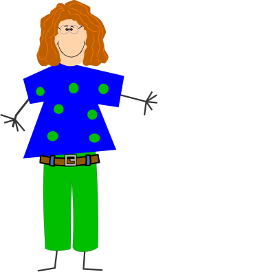 Grandma with glasses and ginger hair and funny clothes clipart
