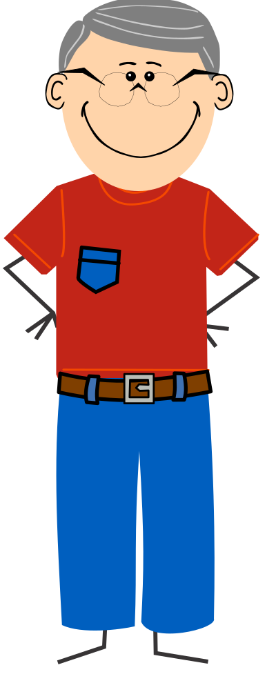 Grandpa with jeans and t-shirt clipart