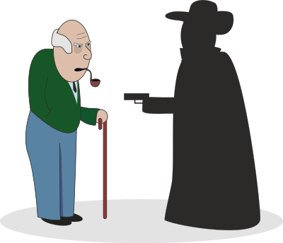 Grandpa with robber clipart
