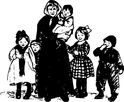 Granny with children clipart