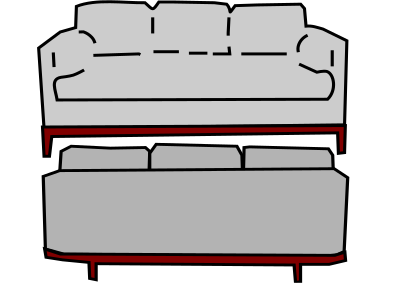 Gray sofa front and back clipart