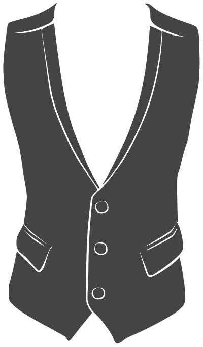Gray waistcoat in solid color with white contrast clipart
