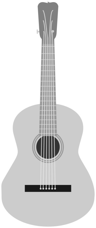 Grayscale acoustic guitar clipart