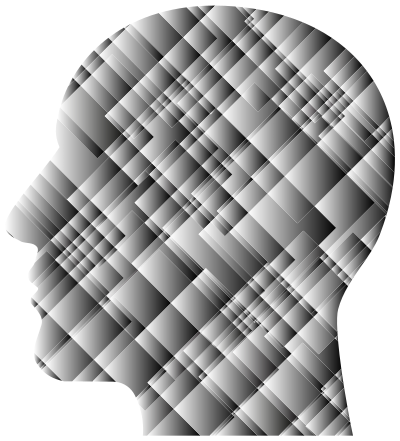 Grayscale Patchwork Man Head clipart