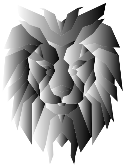 Grayscale Polygonal Lion Face clipart